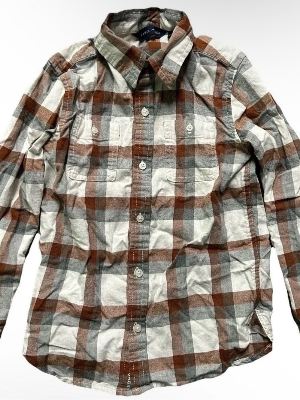 Boys Janie & Jack Plaid Flannel Button Down Shirt Size 6